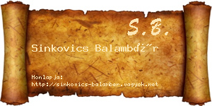 Sinkovics Balambér névjegykártya
